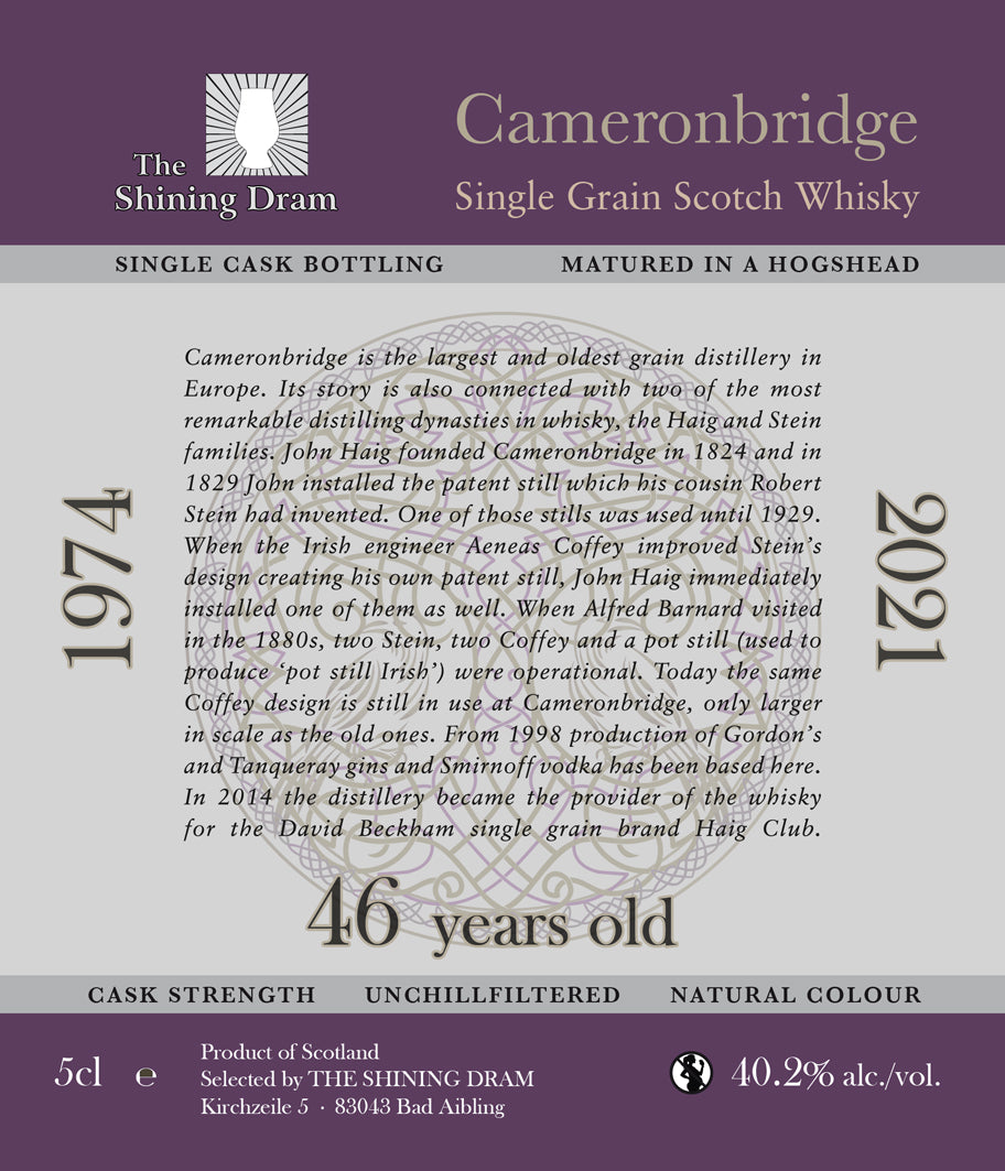 Cameronbridge 1974, 46 Jahre TSD - Sample 5cl